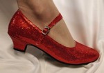 Festsko; Joanna, rød glitter 3,5 cm hæl